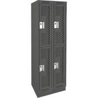 Casiers Clean Line, 2 niveaux, Bloc de 2, 24" x 15" x 76", Acier, Charbon, Rivet (assembl&eacute;), Perfor&eacute; PB Rental Co. Ltd.