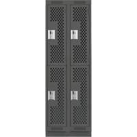Casiers Clean Line, 2 niveaux, Bloc de 2, 24" x 15" x 76", Acier, Charbon, Rivet (assembl&eacute;), Perfor&eacute; PB Rental Co. Ltd.