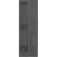 Casiers Clean Line, 2 niveaux, Bloc de 2, 24" x 15" x 76", Acier, Charbon, Rivet (assembl&eacute;), Perfor&eacute; PB Rental Co. Ltd.