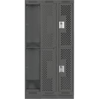 Clean Line Lockers, 2 -tier, Bank of 3, 36" x 15" x 76", Steel, Charcoal, Rivet (Assembled), Perforated PB Rental Co. Ltd.