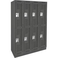 Casiers Clean Line, 2 niveaux, Bloc de 4, 48" x 15" x 76", Acier, Charbon, Rivet (assembl&eacute;), Perfor&eacute; PB Rental Co. Ltd.
