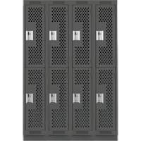 Casiers Clean Line, 2 niveaux, Bloc de 4, 48" x 15" x 76", Acier, Charbon, Rivet (assembl&eacute;), Perfor&eacute; PB Rental Co. Ltd.