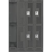 Casiers Clean Line, 2 niveaux, Bloc de 4, 48" x 15" x 76", Acier, Charbon, Rivet (assembl&eacute;), Perfor&eacute; PB Rental Co. Ltd.