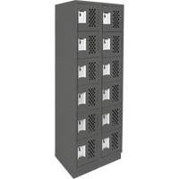 Assembled Lockerettes Clean Line Perforated Economy Lockers, 6 -tier, Bank of 2, 18" x 72" x 12", Steel PB Rental Co. Ltd.