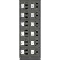 Assembled Lockerettes Clean Line Perforated Economy Lockers, 6 -tier, Bank of 2, 18" x 72" x 12", Steel PB Rental Co. Ltd.