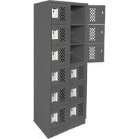 Assembled Lockerettes Clean Line Perforated Economy Lockers, 6 -tier, Bank of 2, 18" x 72" x 12", Steel PB Rental Co. Ltd.