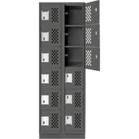 Assembled Lockerettes Clean Line Perforated Economy Lockers, 6 -tier, Bank of 2, 18" x 72" x 12", Steel PB Rental Co. Ltd.