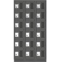 Assembled Lockerettes Clean Line Perforated Economy Lockers, 6 -tier, Bank of 3, 18" x 72" x 12", Steel PB Rental Co. Ltd.