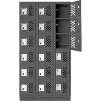 Assembled Lockerettes Clean Line Perforated Economy Lockers, 6 -tier, Bank of 3, 18" x 72" x 12", Steel PB Rental Co. Ltd.
