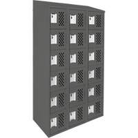 Assembled Lockerettes Clean Line Perforated Economy Lockers, 6 -tier, Bank of 3, 18" x 72" x 12", Steel PB Rental Co. Ltd.