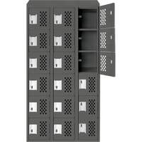 Assembled Lockerettes Clean Line Perforated Economy Lockers, 6 -tier, Bank of 3, 18" x 72" x 12", Steel PB Rental Co. Ltd.