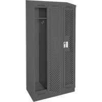 Casiers Clean Line, Bloc de 3, 36" x 12" x 82", Acier, Charbon, Rivet (assembl&eacute;), Perfor&eacute; PB Rental Co. Ltd.