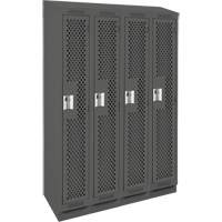 Clean Line Lockers, Bank of 4, 48" x 12" x 82", Steel, Charcoal, Rivet (Assembled), Perforated PB Rental Co. Ltd.