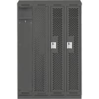 Clean Line Lockers, Bank of 4, 48" x 12" x 82", Steel, Charcoal, Rivet (Assembled), Perforated PB Rental Co. Ltd.