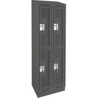 Casiers Clean Line, 2 niveaux, Bloc de 2, 24" x 12" x 82", Acier, Charbon, Rivet (assembl&eacute;), Perfor&eacute; PB Rental Co. Ltd.