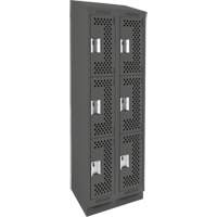 Clean Line Lockers, 3 -tier, Bank of 2, 24" x 15" x 82", Steel, Charcoal, Rivet (Assembled), Perforated PB Rental Co. Ltd.