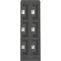 Clean Line Lockers, 3 -tier, Bank of 2, 24" x 15" x 82", Steel, Charcoal, Rivet (Assembled), Perforated PB Rental Co. Ltd.