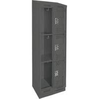 Clean Line Lockers, 3 -tier, Bank of 2, 24" x 15" x 82", Steel, Charcoal, Rivet (Assembled), Perforated PB Rental Co. Ltd.