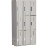 Concorde Heavy-Duty Lockers, 3 -tier, Bank of 3, 36" x 18" x 72", Steel, Grey, Welded (Assembled) PB Rental Co. Ltd.
