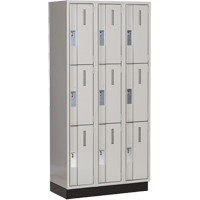 Concorde Heavy-Duty Lockers, 3 -tier, Bank of 3, 36" x 18" x 76", Steel, Grey, Welded (Assembled) PB Rental Co. Ltd.