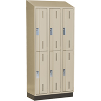 Concorde Heavy-Duty Lockers, 2 -tier, Bank of 3, 36" x 18" x 82", Steel, Beige, Welded (Assembled) PB Rental Co. Ltd.
