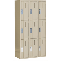 Concorde Heavy-Duty Lockers, 3 -tier, Bank of 3, 36" x 18" x 72", Steel, Beige, Welded (Assembled) PB Rental Co. Ltd.