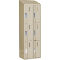 Concorde Heavy-Duty Lockers, 3 -tier, Bank of 2, 24" x 18" x 78", Steel, Beige, Welded (Assembled) PB Rental Co. Ltd.