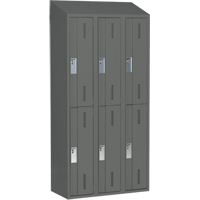 Concorde Heavy-Duty Lockers, 2 -tier, Bank of 3, 36" x 18" x 78", Steel, Charcoal, Welded (Assembled) PB Rental Co. Ltd.