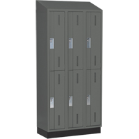 Concorde Heavy-Duty Lockers, 2 -tier, Bank of 3, 36" x 18" x 82", Steel, Charcoal, Welded (Assembled) PB Rental Co. Ltd.