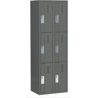 Concorde Heavy-Duty Lockers, 3 -tier, Bank of 2, 24" x 18" x 72", Steel, Charcoal, Welded (Assembled) PB Rental Co. Ltd.