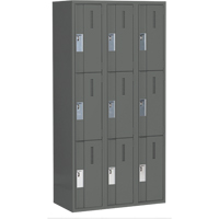 Concorde Heavy-Duty Lockers, 3 -tier, Bank of 3, 36" x 18" x 72", Steel, Charcoal, Welded (Assembled) PB Rental Co. Ltd.