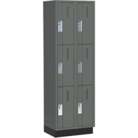 Concorde Heavy-Duty Lockers, 3 -tier, Bank of 2, 24" x 18" x 76", Steel, Charcoal, Welded (Assembled) PB Rental Co. Ltd.
