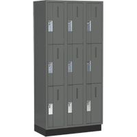Concorde Heavy-Duty Lockers, 3 -tier, Bank of 3, 36" x 18" x 76", Steel, Charcoal, Welded (Assembled) PB Rental Co. Ltd.