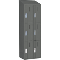 Concorde Heavy-Duty Lockers, 3 -tier, Bank of 2, 24" x 18" x 78", Steel, Charcoal, Welded (Assembled) PB Rental Co. Ltd.