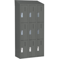 Concorde Heavy-Duty Lockers, 3 -tier, Bank of 3, 36" x 18" x 78", Steel, Charcoal, Welded (Assembled) PB Rental Co. Ltd.