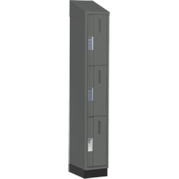 Concorde Heavy-Duty Lockers, 3 -tier, 12" x 18" x 82", Steel, Charcoal, Welded (Assembled) PB Rental Co. Ltd.