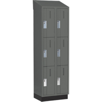 Concorde Heavy-Duty Lockers, 3 -tier, Bank of 2, 24" x 18" x 82", Steel, Charcoal, Welded (Assembled) PB Rental Co. Ltd.