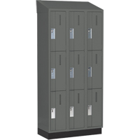 Concorde Heavy-Duty Lockers, 3 -tier, Bank of 3, 36" x 18" x 82", Steel, Charcoal, Welded (Assembled) PB Rental Co. Ltd.