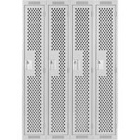 Clean Line Lockers, Bank of 4, 48" x 15" x 72", Steel, Grey, Rivet (Assembled), Perforated PB Rental Co. Ltd.