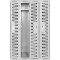 Clean Line Lockers, Bank of 4, 48" x 15" x 72", Steel, Grey, Rivet (Assembled), Perforated PB Rental Co. Ltd.