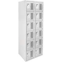 Clean-Line Perforated Lockerette, 6 -tier, Bank of 2, 15" x 72" x 12", Steel PB Rental Co. Ltd.