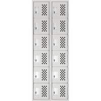 Clean-Line Perforated Lockerette, 6 -tier, Bank of 2, 15" x 72" x 12", Steel PB Rental Co. Ltd.