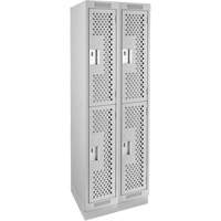 Clean Line Lockers, 2 -tier, Bank of 2, 24" x 15" x 76", Steel, Grey, Rivet (Assembled), Perforated PB Rental Co. Ltd.