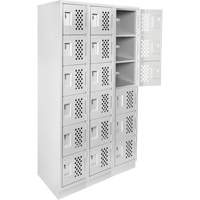 Assembled Lockerettes Clean Line Perforated Economy Lockers, 6 -tier, Bank of 3, 18" x 72" x 12", Steel PB Rental Co. Ltd.