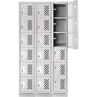 Assembled Lockerettes Clean Line Perforated Economy Lockers, 6 -tier, Bank of 3, 18" x 72" x 12", Steel PB Rental Co. Ltd.