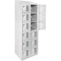 Assembled Lockerettes Clean Line Perforated Economy Lockers, 6 -tier, Bank of 2, 18" x 72" x 12", Steel PB Rental Co. Ltd.