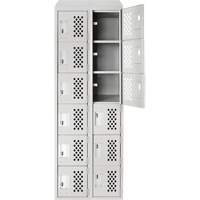 Assembled Lockerettes Clean Line Perforated Economy Lockers, 6 -tier, Bank of 2, 18" x 72" x 12", Steel PB Rental Co. Ltd.