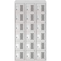 Assembled Lockerettes Clean Line Perforated Economy Lockers, 6 -tier, Bank of 3, 18" x 72" x 12", Steel PB Rental Co. Ltd.