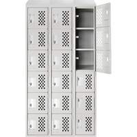 Assembled Lockerettes Clean Line Perforated Economy Lockers, 6 -tier, Bank of 3, 18" x 72" x 12", Steel PB Rental Co. Ltd.