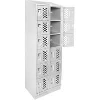 Clean-Line Perforated Lockerette, 6 -tier, Bank of 2, 12" x 72" x 12", Steel PB Rental Co. Ltd.